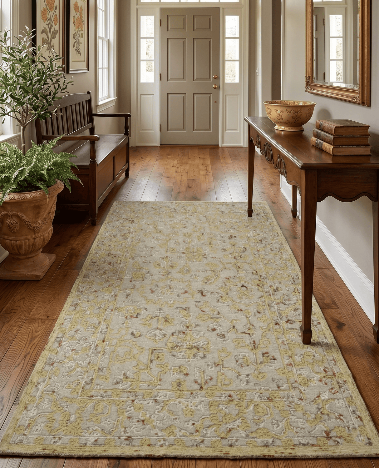 5x8 Hand Tufted Beige Wool Textured Loop Area Rug