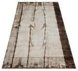 5x8 Hand Woven and Carved Silver and Brown Floral Art Silk Rug | KNT3-Area Rug-Parc Decor
