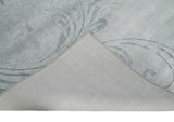 5x8 Hand Woven and hand carved Carved Silver and Gray Floral Art Silk Rug | KNT9