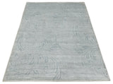 5x8 Hand Woven and hand carved Carved Silver and Gray Floral Art Silk Rug | KNT9-Area Rug-Parc Decor