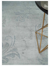 5x8 Hand Woven and hand carved Carved Silver and Gray Floral Art Silk Rug | KNT9-Area Rug-Parc Decor