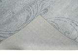 5x8 Hand Woven and hand carved Carved Silver and Gray Floral Art Silk Rug | KNT9-Area Rug-Parc Decor