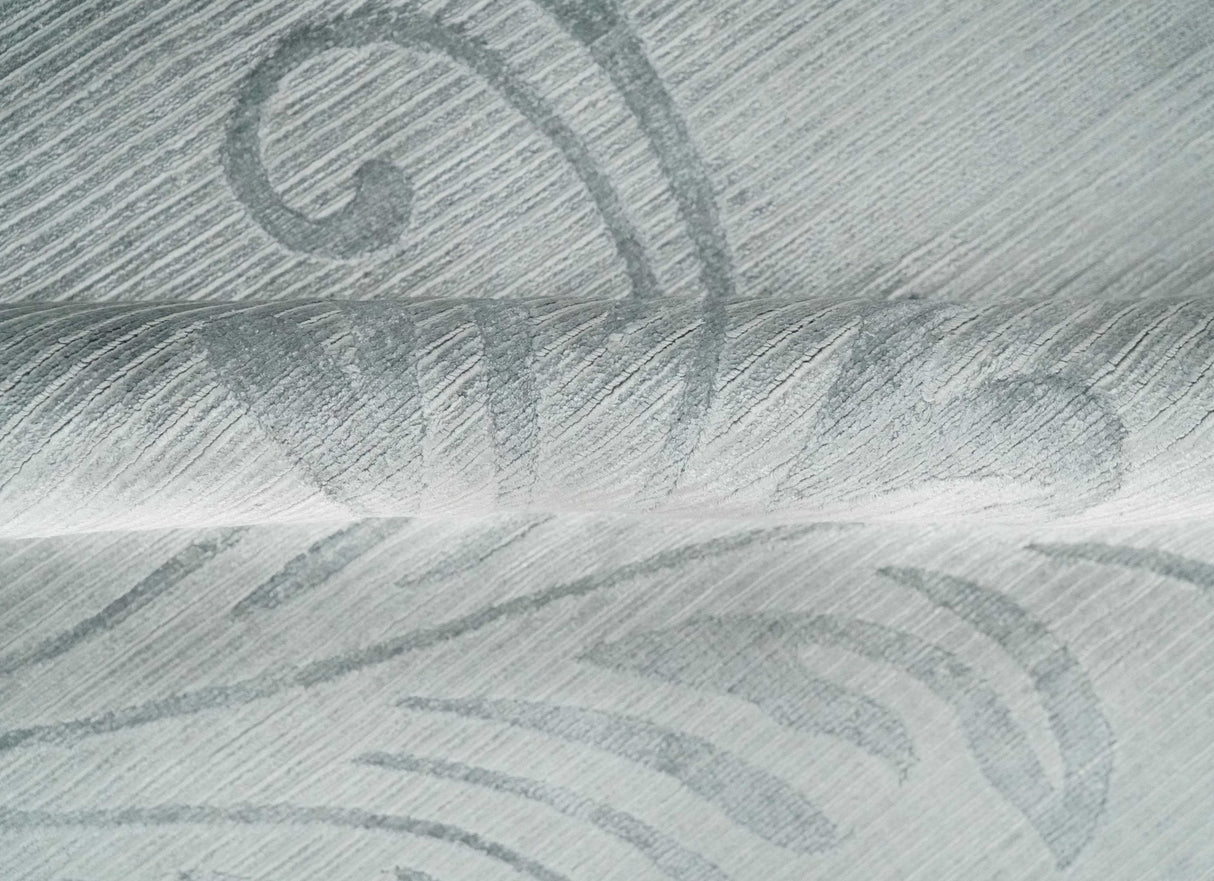 5x8 Hand Woven and hand carved Carved Silver and Gray Floral Art Silk Rug | KNT9-Area Rug-Parc Decor