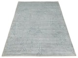 5x8 Hand Woven Silver and Gray Modern Floral Art Silk Rug