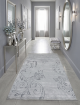 5x8 Hand Woven Silver and Gray Modern Floral Art Silk Rug