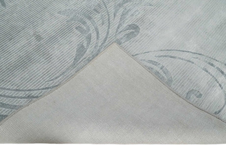 5x8 Hand Woven Silver and Gray Modern Floral Art Silk Rug