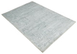 5x8 Hand Woven Silver and Gray Modern Floral Art Silk Rug