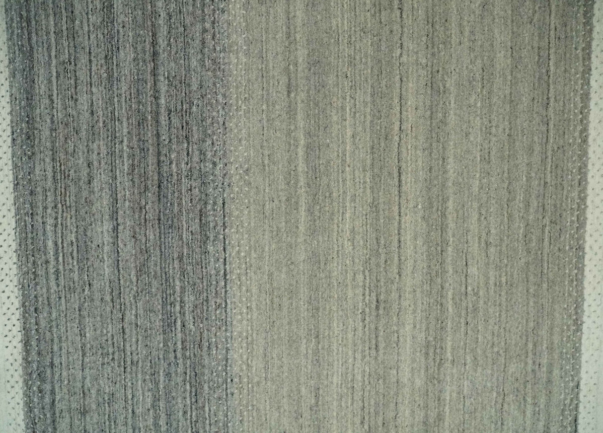5x8 Ivory and Black Striped Wool Hand Woven Southwestern Gabbeh Rug