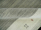 5x8 Ivory and Black Striped Wool Hand Woven Southwestern Gabbeh Rug