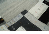 5x8 Ivory and Black Striped Wool Hand Woven Southwestern Gabbeh Rug