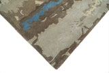 5x8 Modern Abstract Handmade Brown and Blue fine Wool art silk Area Rug-Area Rug-Parc Decor