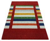 5x8 Multicolor Striped Wool Hand Woven Southwestern Lori Gabbeh Rug