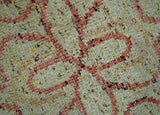 5x8 Olive, Silver and dark Peach Hand Knotted Traditional Floral wool area Rug