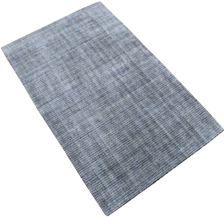 5x8 Silver and Black Modern Contemporary Hand Loom Viscose Area Rug