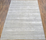 5x8 Solid Beige and Silver Area Rug | Handmade with Wool & Viscose | TRD1007258