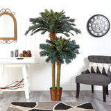 6' & 4' Sago Palm Double Potted Silk Tree-Parc Decor