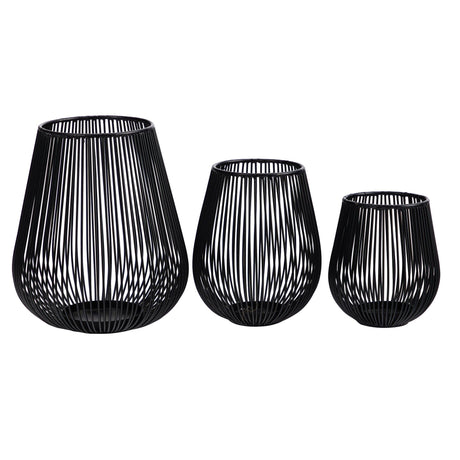 6”, 8” and 10’ Vintage Black Metal Wire Tea Votive Lantern Candle Holder (Set of 3)-Parc Decor