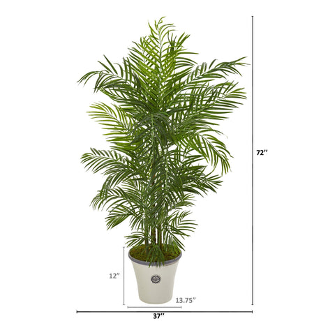 6’ Areca Palm Artificial Tree in Planter(Indoor/Outdoor)-Parc Decor