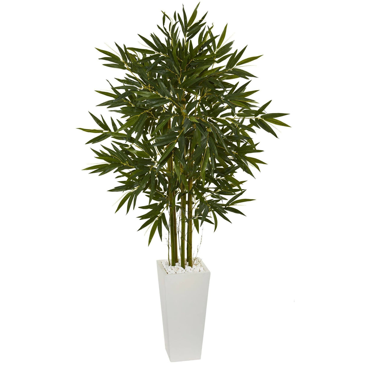 6' Bamboo Artificial Tree in White Tower Planter-Parc Decor