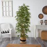 6' Bamboo Artificial Tree with 1024 Bendable Branches in Handmade Natural Cotton Planter-Parc Decor