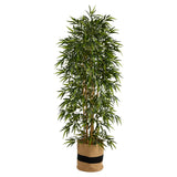 6' Bamboo Artificial Tree with 1024 Bendable Branches in Handmade Natural Cotton Planter-Parc Decor