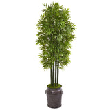 6’ Bamboo Artificial Tree with Black Trunks in Planter (Indoor/Outdoor)-Parc Decor