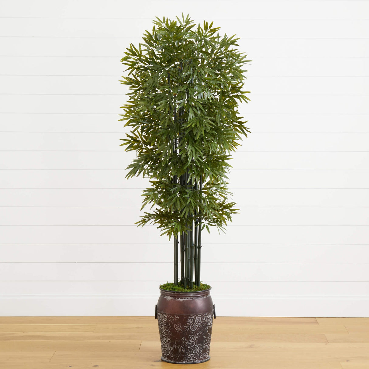 6’ Bamboo Artificial Tree with Black Trunks in Planter (Indoor/Outdoor)-Parc Decor