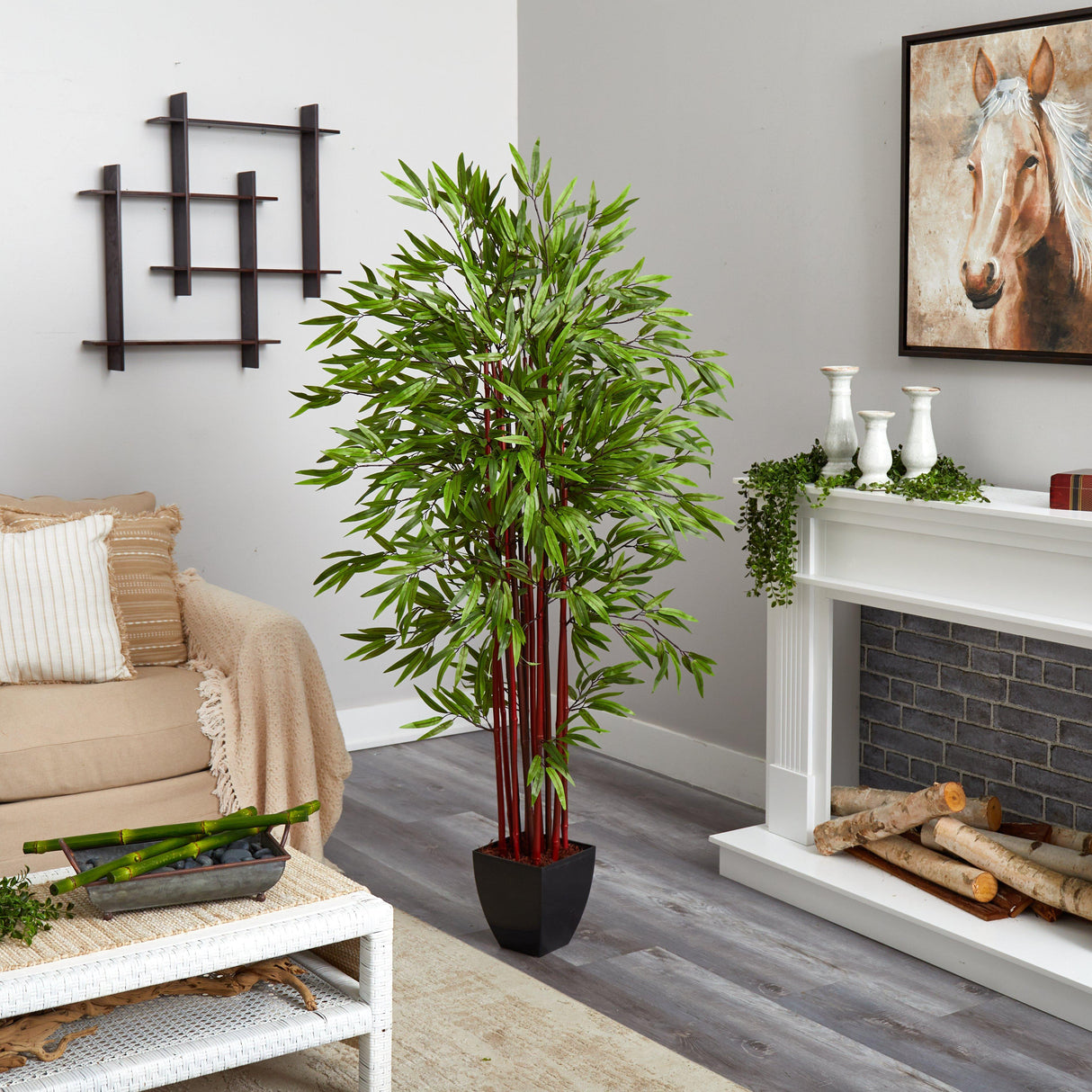6’ Bamboo Silk Tree w/Planter-Parc Decor