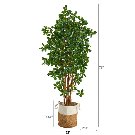 6’ Black Olive Artificial Tree in Handmade Natural Jute and Cotton Planter-Parc Decor