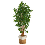 6’ Black Olive Artificial Tree in Handmade Natural Jute and Cotton Planter-Parc Decor