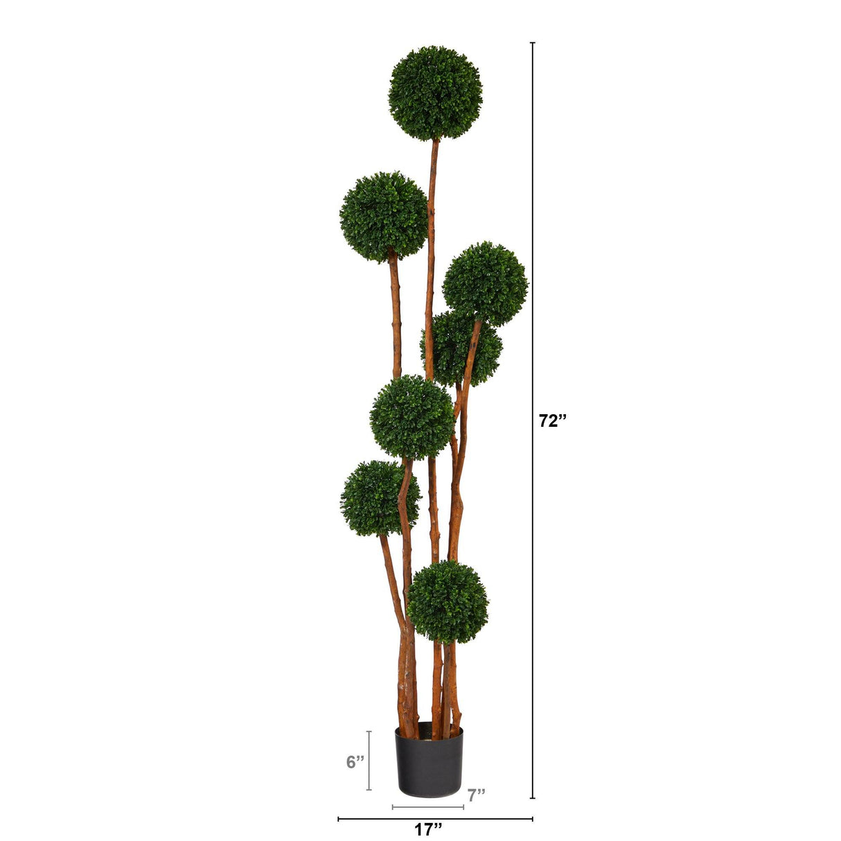6’ Boxwood Ball Topiary Artificial Tree with Natural Trunk UV Resistant (Indoor/Outdoor)-Parc Decor