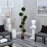 6’ Boxwood Ball Topiary Artificial Tree with Natural Trunk UV Resistant (Indoor/Outdoor)-Parc Decor