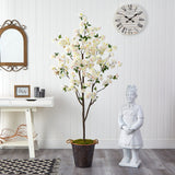 6’ Cherry Blossom Artificial Tree in Decorative Metal Pail with Rope-Parc Decor