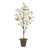 6’ Cherry Blossom Artificial Tree in Decorative Metal Pail with Rope-Parc Decor