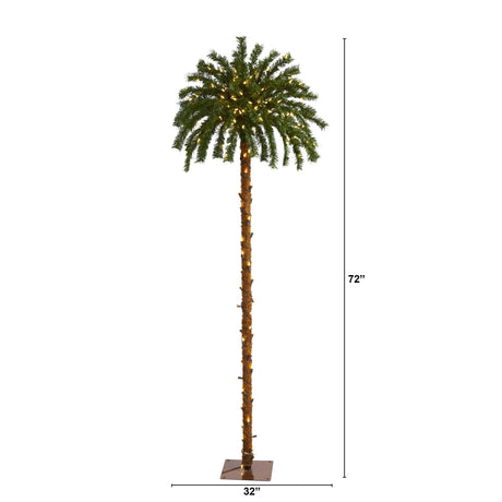 6’ Christmas Palm Artificial Tree with 200 Warm White LED Lights-Parc Decor