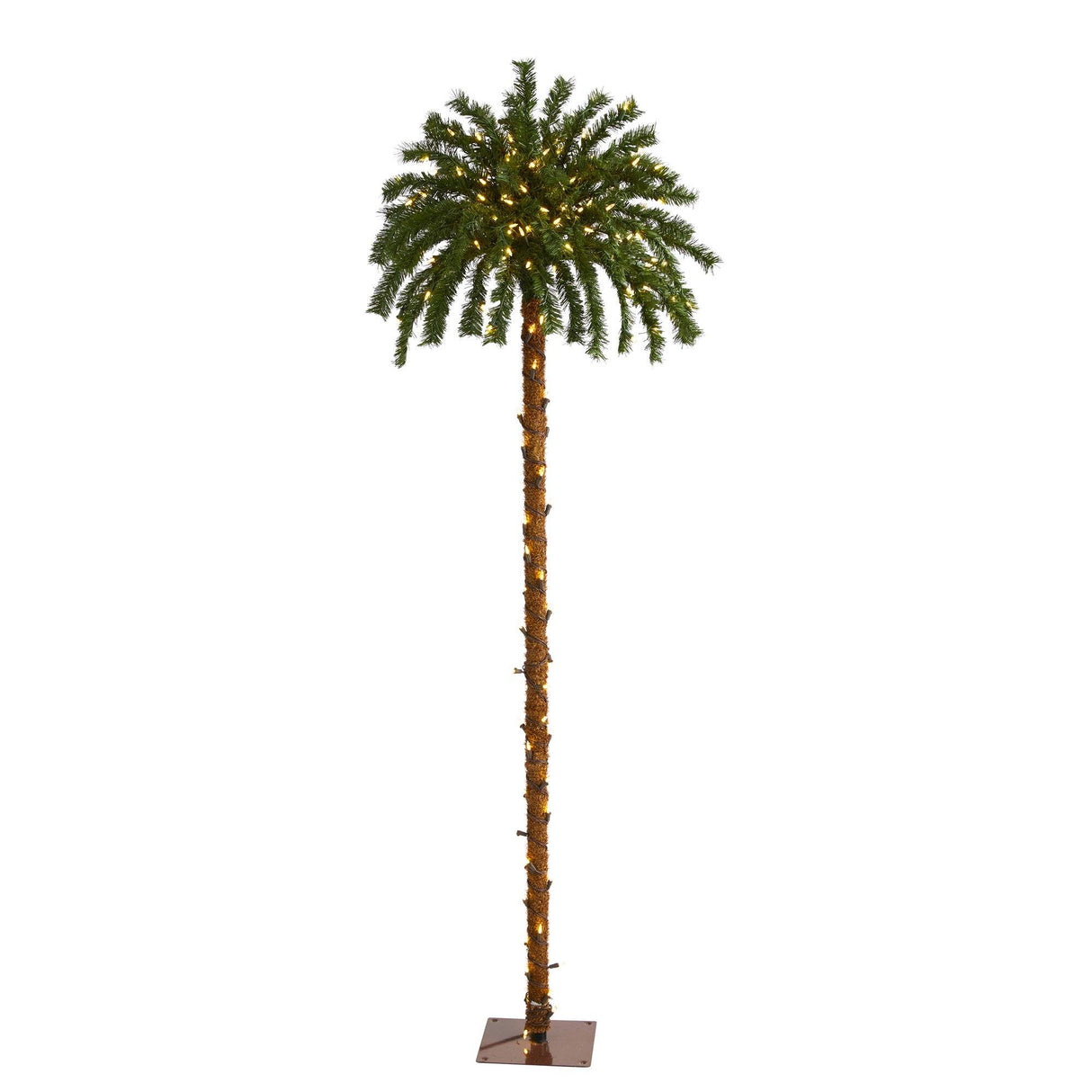 6’ Christmas Palm Artificial Tree with 200 Warm White LED Lights-Parc Decor