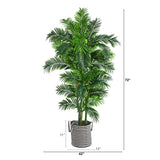 6’ Curvy Parlor Artificial Palm Tree in Handmade Black and White Natural Jute and Cotton Planter-Parc Decor