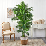 6’ Curvy Parlor Artificial Palm Tree in Handmade Natural Jute and Cotton Planter-Parc Decor