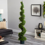 6’ Cypress Spiral Topiary Artificial Tree-Parc Decor