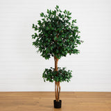 6' Double Ball Ficus Silk Tree-Parc Decor