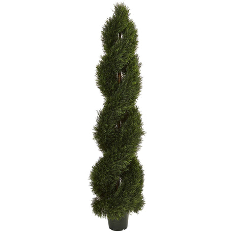 6' Double Pond Cypress Spiral Topiary UV Resistant (Indoor/Outdoor)-Parc Decor