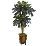 6’ Double Sago Palm Artificial Tree in Designer Planter-Parc Decor