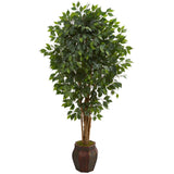 6’ Ficus Artificial Tree in Decorative Planter-Parc Decor
