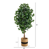 6’ Ficus Artificial Tree with Natural Trunk in Handmade Natural Cotton Planter-Parc Decor