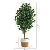 6’ Ficus Artificial Tree with Natural Trunk in Handmade Natural Jute and Cotton Planter-Parc Decor