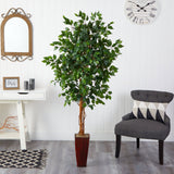 6' Ficus Tree w/Bamboo Planter-Parc Decor