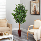 6' Ficus Tree w/Bamboo Planter-Parc Decor