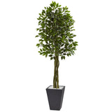 6' Ficus Tree with Slate Planter UV Resistant (Indoor Outdoor)-Parc Decor