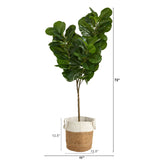 6’ Fiddle Leaf Fig Artificial Tree in Handmade Natural Jute and Cotton Planter-Parc Decor