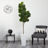 6’ Fiddle leaf Fig Artificial Tree in Tall White Planter-Parc Decor